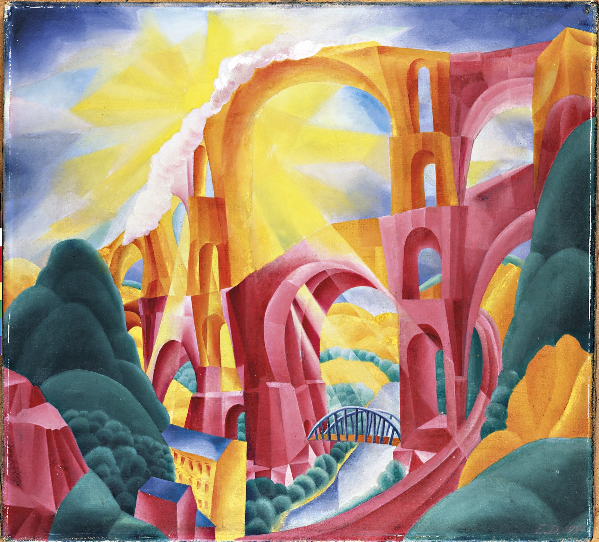 Erich Drechsler, Viadukt, 1924, Öl auf Leinwand, Kunstsammlung Gera