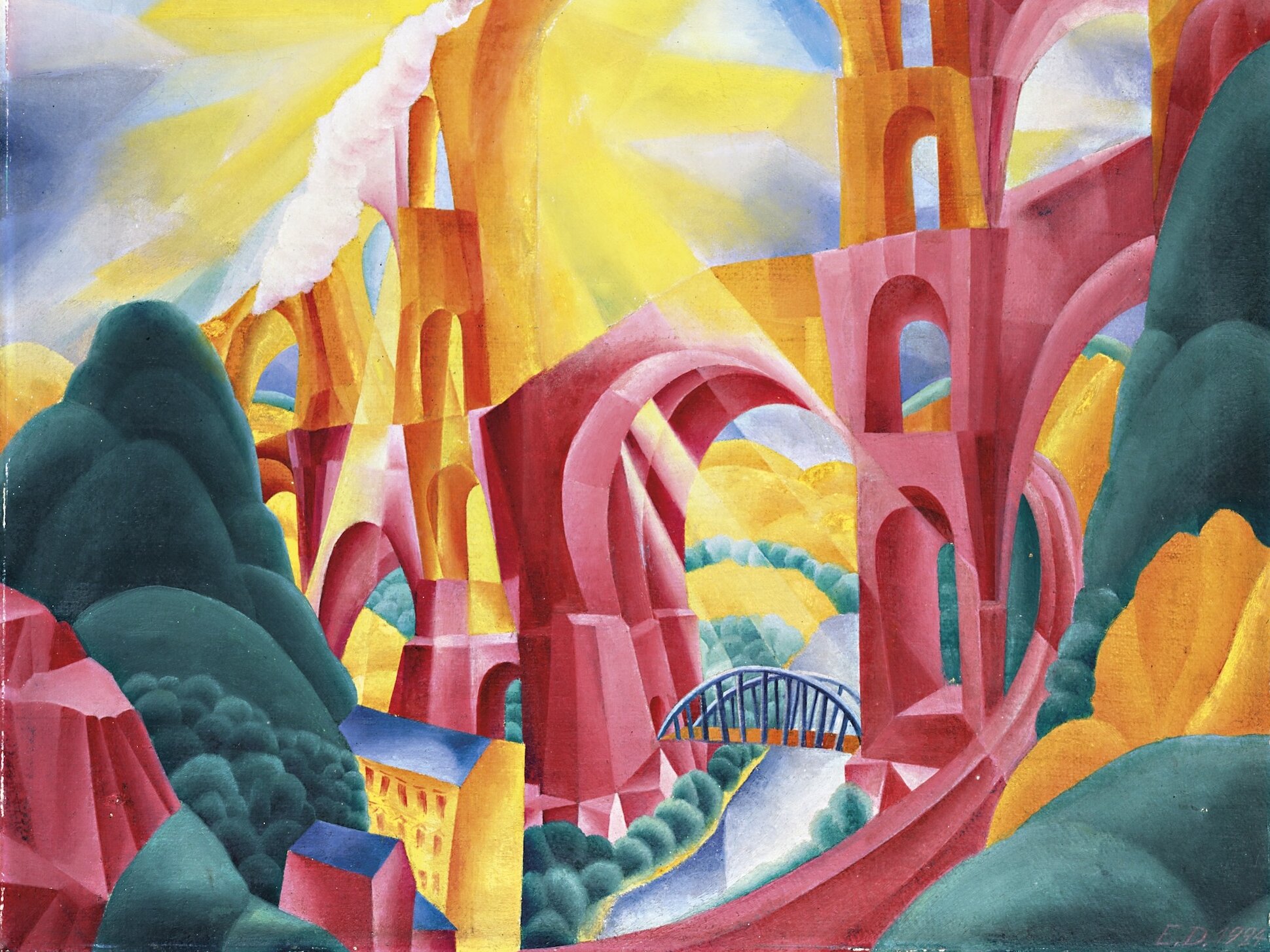 Erich Drechsler, Viadukt, 1924, Öl auf Leinwand, Kunstsammlung Gera